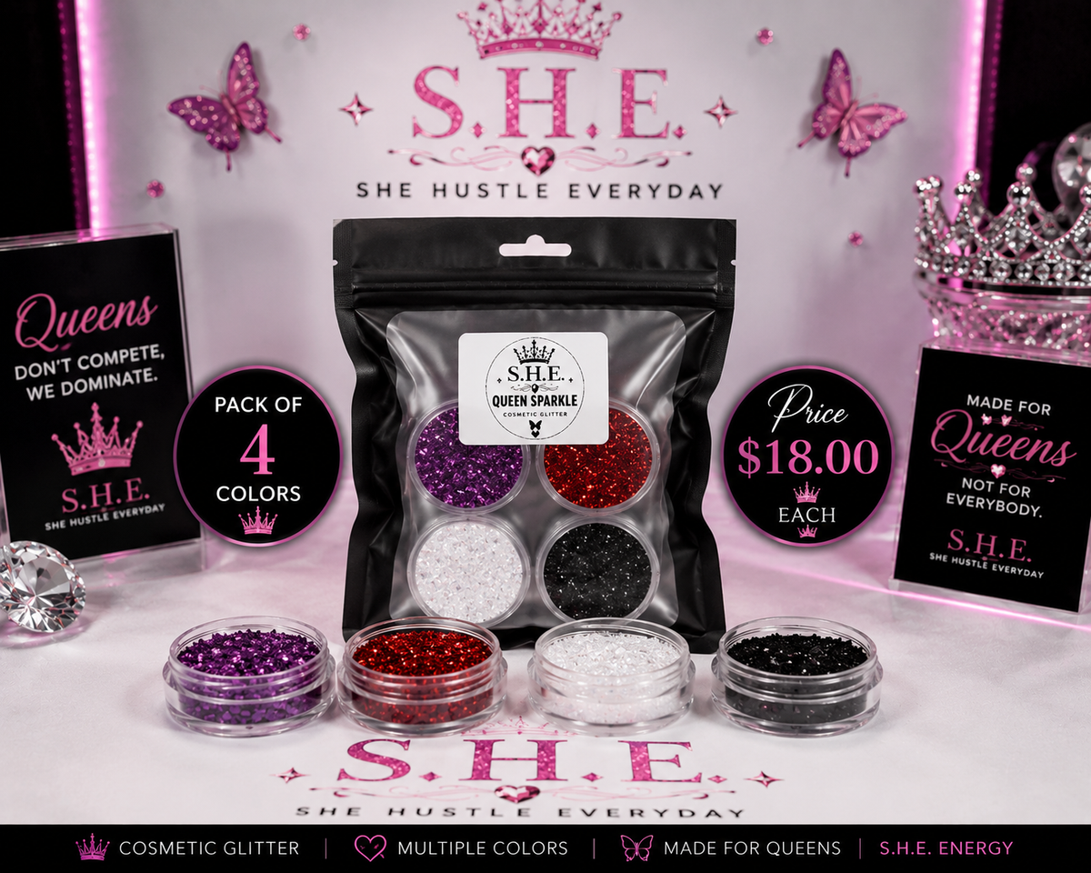 S.H.E. Beauty Queen Sparkle Cosmetic Glitter – Pack of 4 Colors